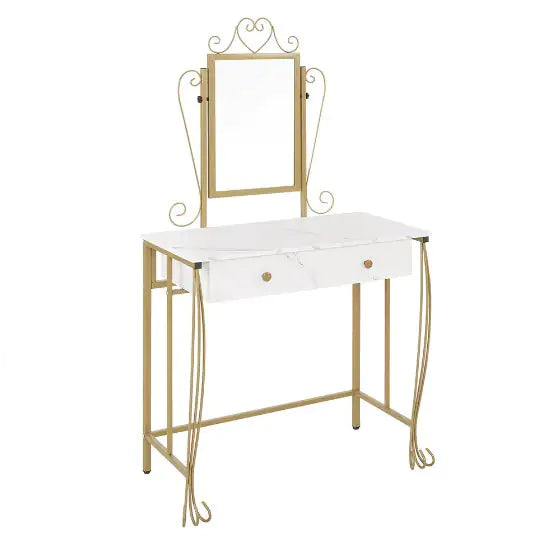 Vanity Table Set With Mirror & Stool,White Makeup Dressing Desk With Drawers For Girls,Women,Bedroom,Gift Rieworkes