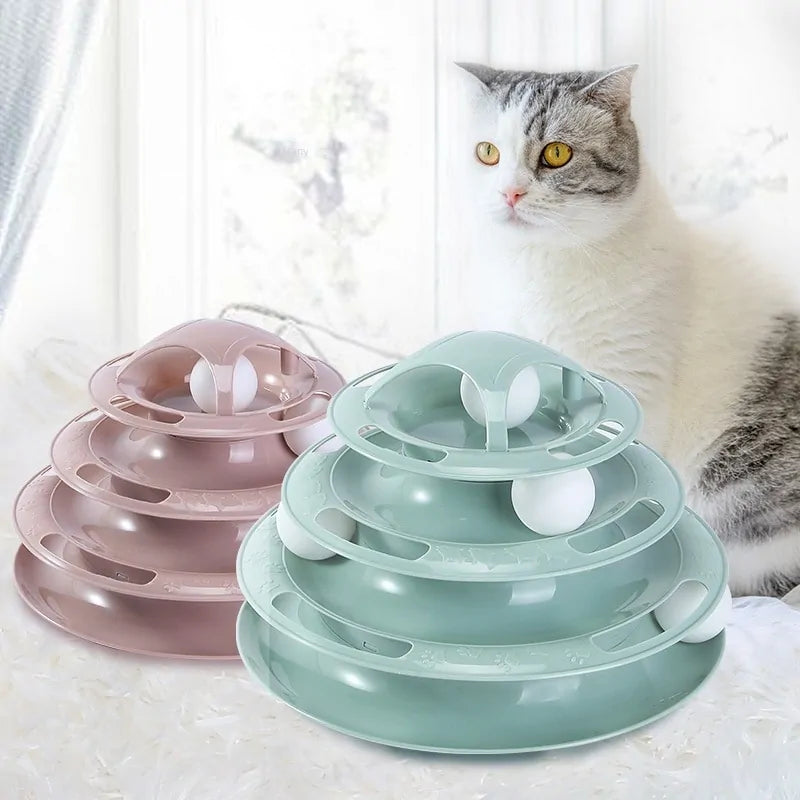 Turntable Balls 4 Layers Play Track Plate Cats Toys Rieworkes