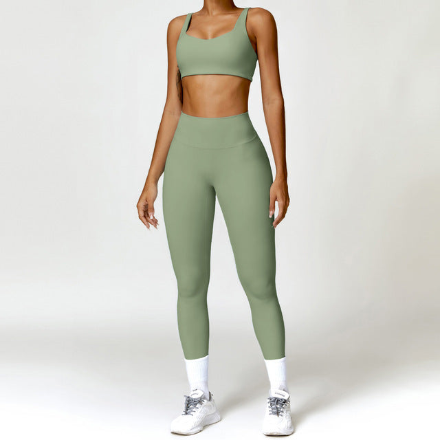 Women's 2PCS Yoga Tracksuit with Leggings and Crop Top Mimarta