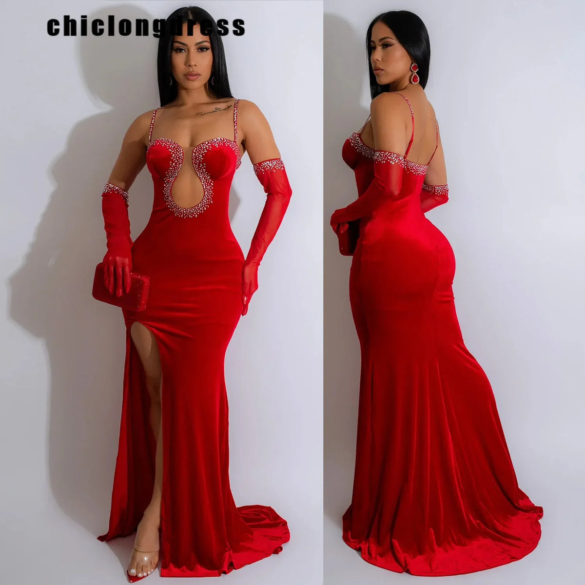 Autumn Sexy Diamond Evening Dress for Women Mimarta