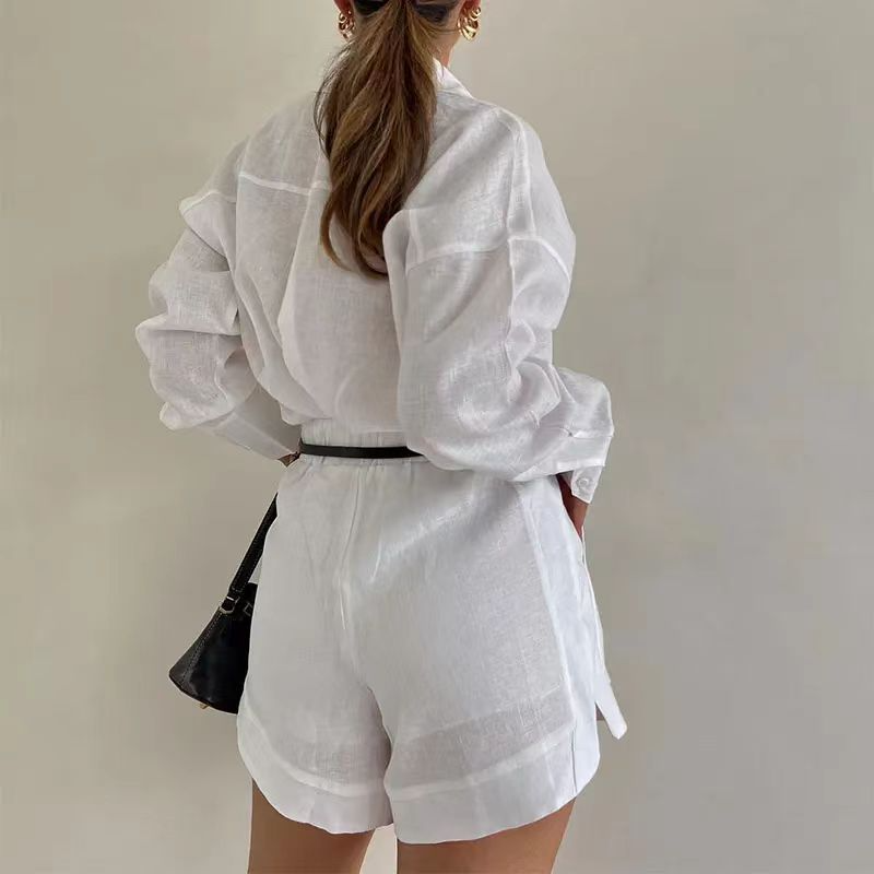 Elegant Women's Tailored Shorts Suit – Long-Sleeve Blazer & Chic Shorts Set Mimarta