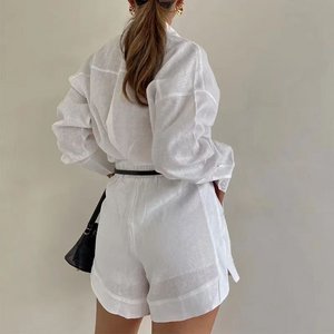 Elegant Women's Tailored Shorts Suit – Long-Sleeve Blazer & Chic Shorts Set Mimarta