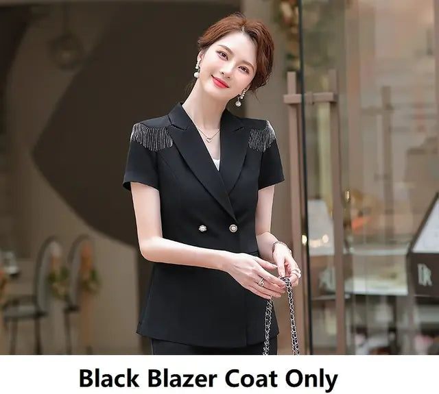 Elegant Green Women's Business Suit with Pants & Jacket Mimarta
