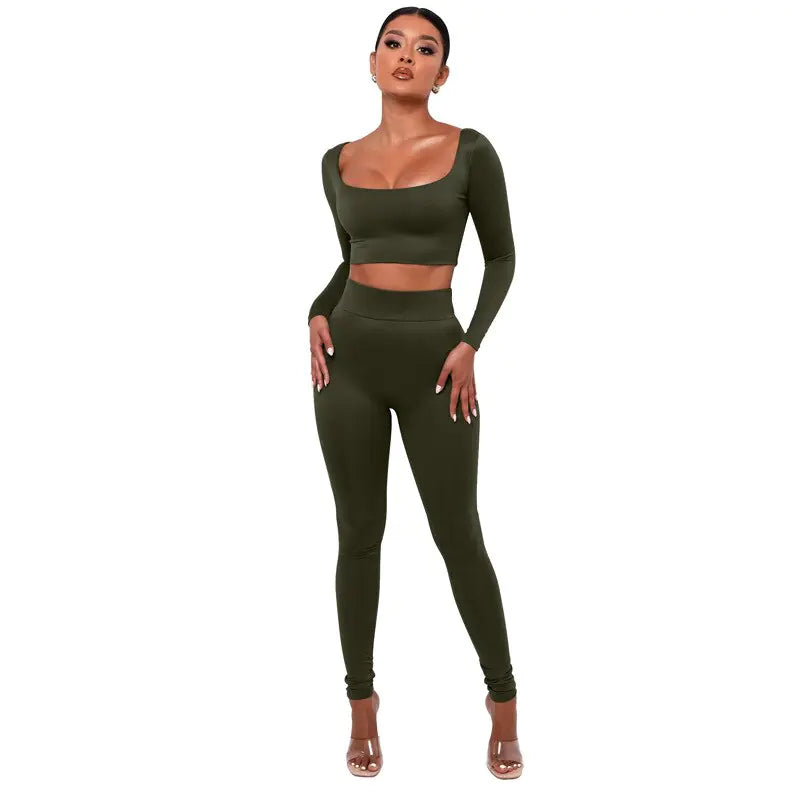 Gym Crop Tank Top Leggings Set Rieworkes