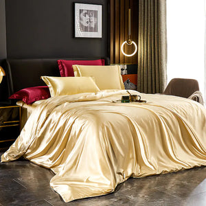 Luxury Silk Bedding Set with Solid Color Duvet Cover Mimarta