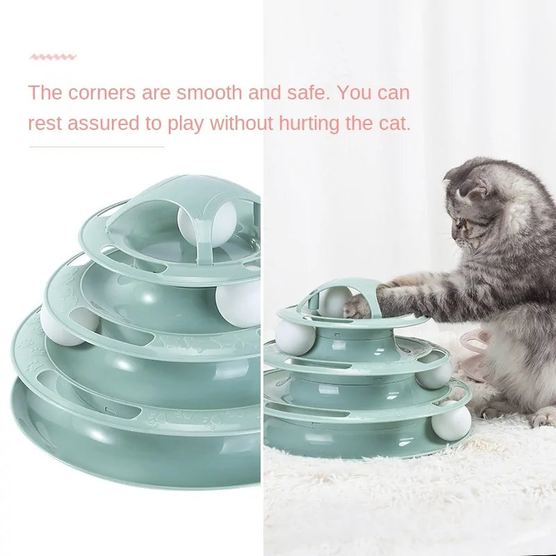 Turntable Balls 4 Layers Play Track Plate Cats Toys Rieworkes