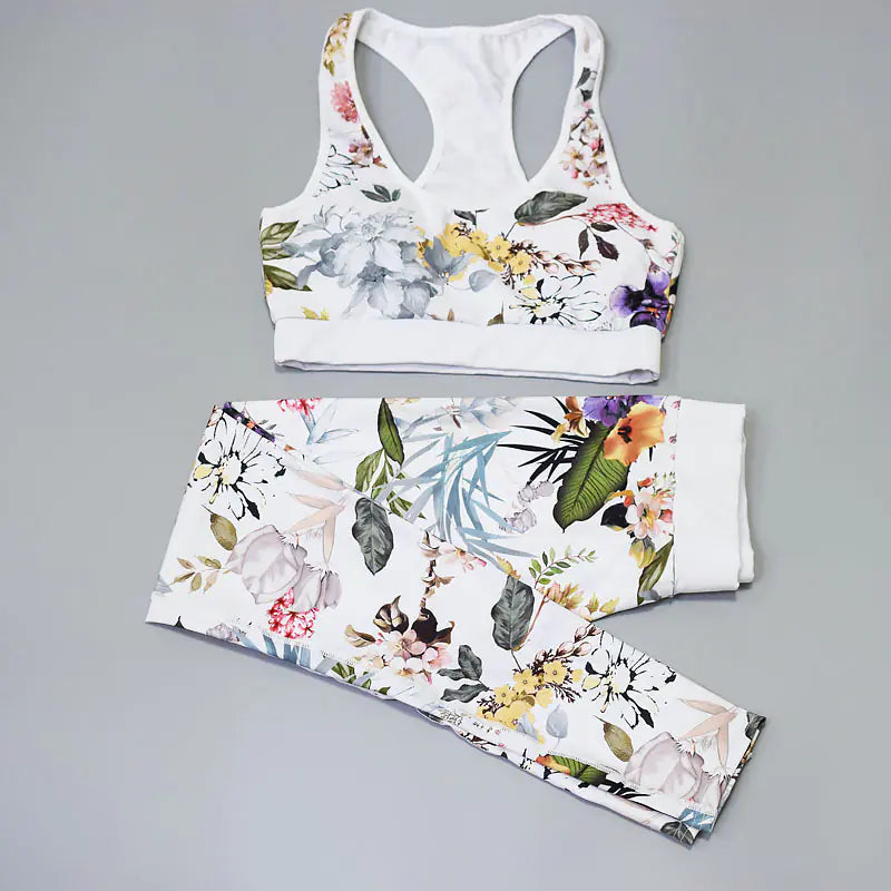 Women's Floral Print Yoga Set - Bra & Leggings Outfit Mimarta