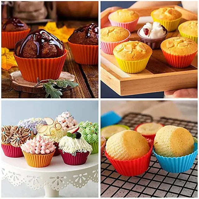 Reusable Silicone Baking Cups/ Nonstick Muffin Molds 12 Pcs Rieworkes