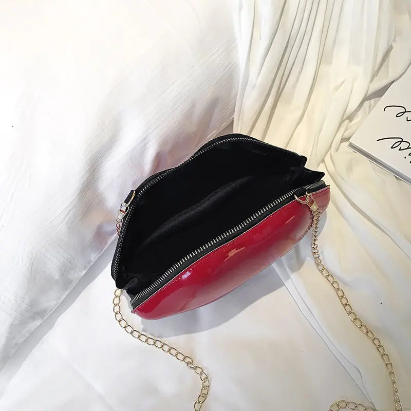 Mini Bags for Women 2023 New Fashion All-match Women&amp;#39;s Shoulder Bag PU Solid Color Zipper Crossbody Patent Leather Lip Chain Bag Rieworkes