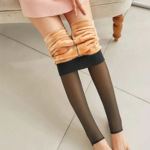 Fake Translucent Plus Size Leggings Fleece Lined Tights Fall And Winter Warm Fleece Pantyhose Women Fleece Lined Pantyhose Thermal Winter Tights Mimarta