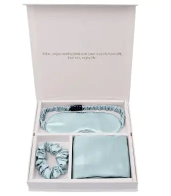 Luxury Silk Sleep Gift Set: Eye Mask, Pillowcase & Scrunchie in Gift Box Mimarta