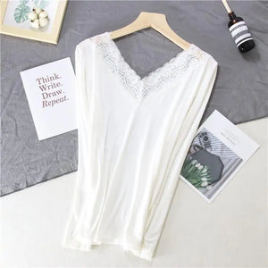 Women Lace V-neck Long-sleeved Thermal  Slim Warm Top Rieworkes