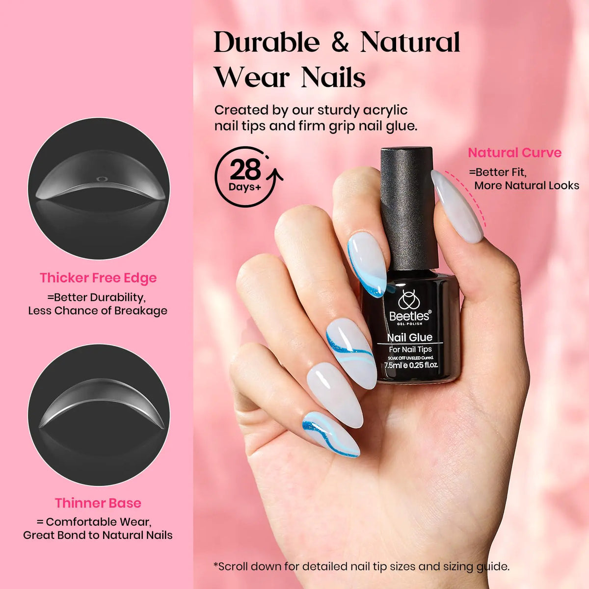 Beetles Gel Nail Kit 600Pcs Medium Almond Nail Tips with Milky White Gel Polish Top Coat, 15 Sizes Soft Clear Gel Nail Tips 5 In 1 Nail Glue Uv Nail Lamp for Nail Extension DIY Nail Salon Gift for Her B-Medium Almond 600pcs(Gel Polish &amp; Top Coat） Rieworkes