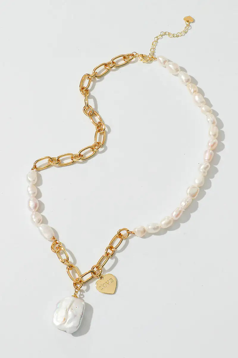 Gold Chain &amp; Pearl Necklace Rieworkes