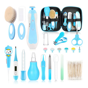 Baby Grooming Kit，Electric Safety Nail Trimmer Baby Nursery Kit，Infant Safety Care Set with Hair Brush Comb Nail Clipper Nasal AspiratorBaby Essentials Kit for Newborn Girls Boys (22 PC-Blue Kit) Mimarta