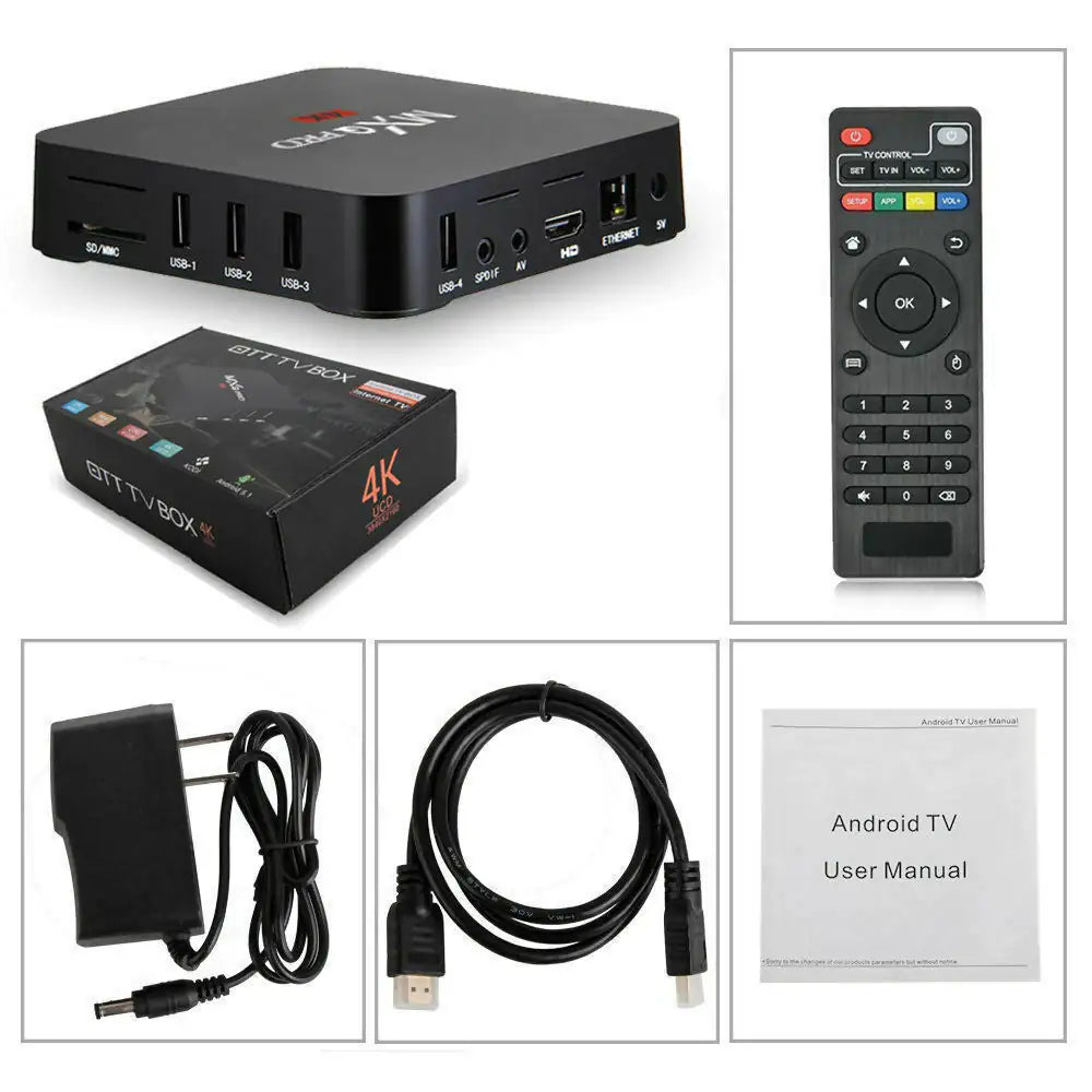 MXQ Pro 4K Ultra HD 64Bit Wifi Android 7.1 Quad Core Smart TV Box Media Player Rieworkes