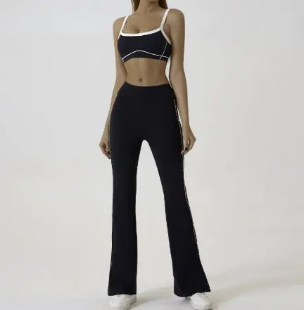 Spaghetti Strap Contrast Color Yoga Sports Suit Rieworkes