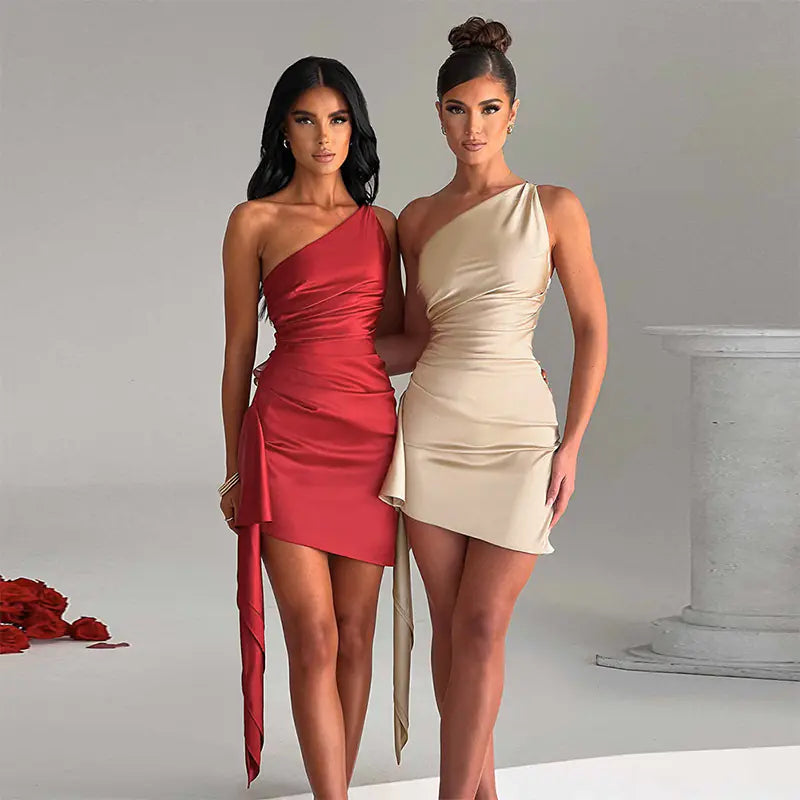 One-Shoulder Sleeveless Mini Dress for Parties & Weddings Mimarta