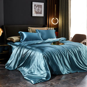 Luxury Silk Bedding Set with Solid Color Duvet Cover Mimarta