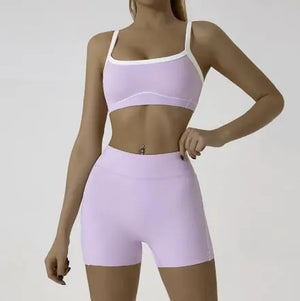 Spaghetti Strap Contrast Color Yoga Sports Suit Rieworkes