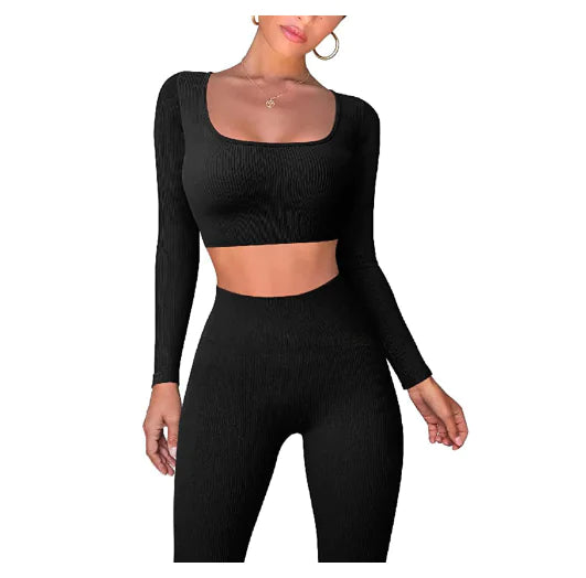 Gym Crop Tank Top Leggings Set Rieworkes