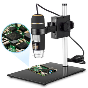 Amscope UTP200X003MP Digital 2MP USB Microscope 10X-200X Magnification Built-In Eight LED Light Source Table Stand Includes Software CD Black Mimarta
