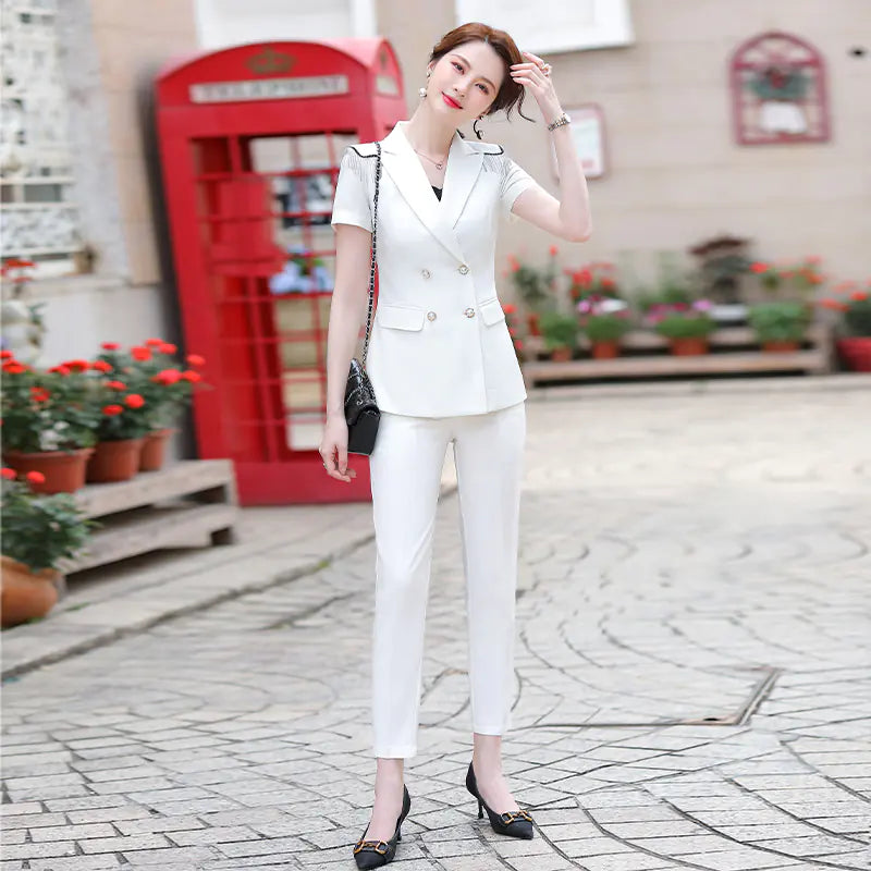Elegant Green Women's Business Suit with Pants & Jacket Mimarta