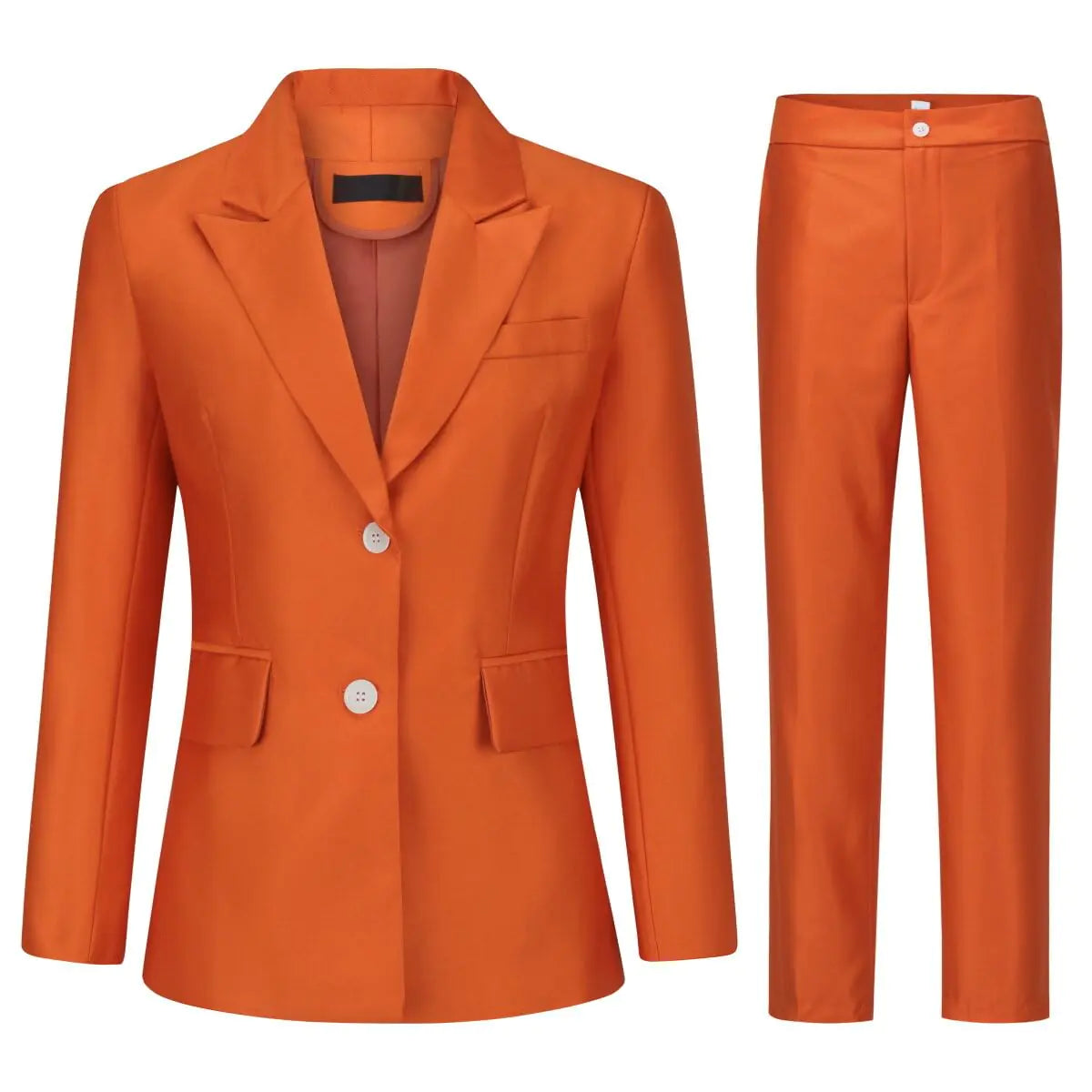 YYNUDA Womens 2 Piece Office Work Suit Set Single Breasted Solid Business Blazer and Pants DarkOrange Mimarta