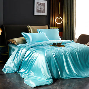 Luxury Silk Bedding Set with Solid Color Duvet Cover Mimarta