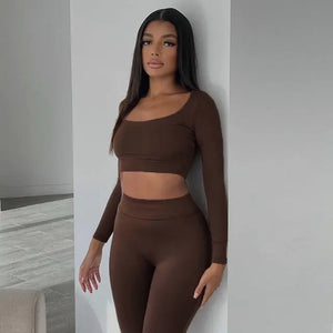 Gym Crop Tank Top Leggings Set Rieworkes