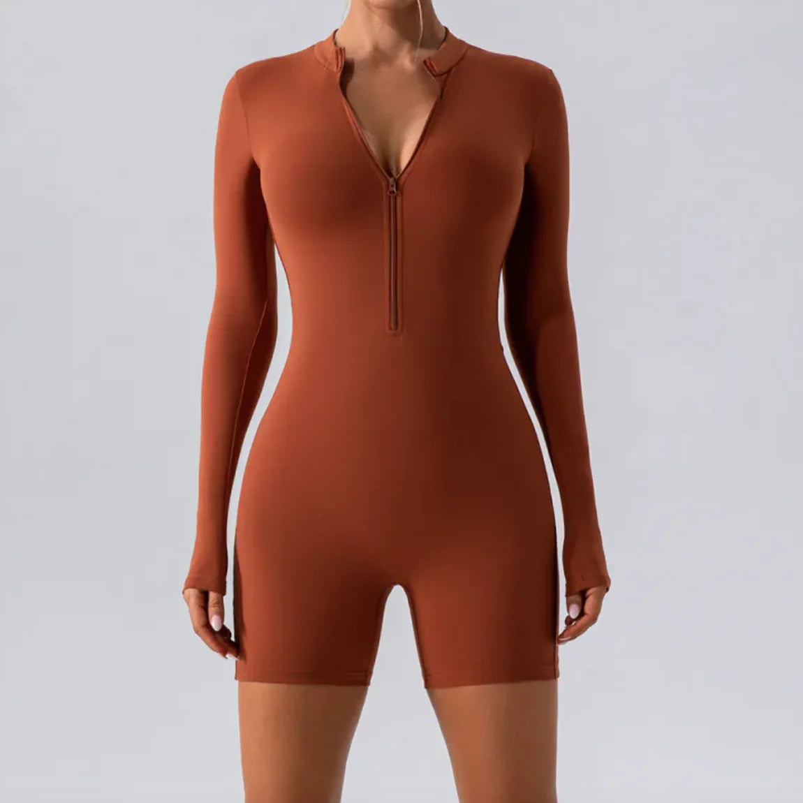 Long-Sleeve Zippered One-Piece Dance Suit Rieworkes