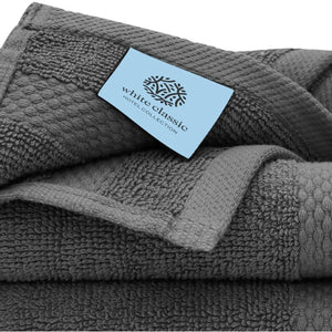 Luxury Washcloths for Bathroom Hotel Spa 12 Set 13x13 Inch Dark Gray Circlet Rieworkes