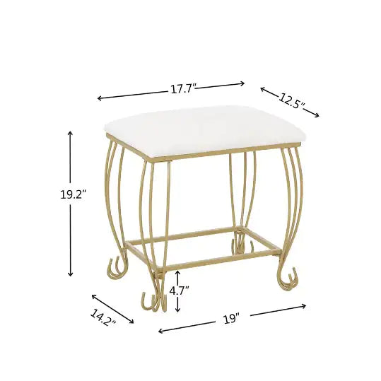 Vanity Table Set With Mirror & Stool,White Makeup Dressing Desk With Drawers For Girls,Women,Bedroom,Gift Rieworkes