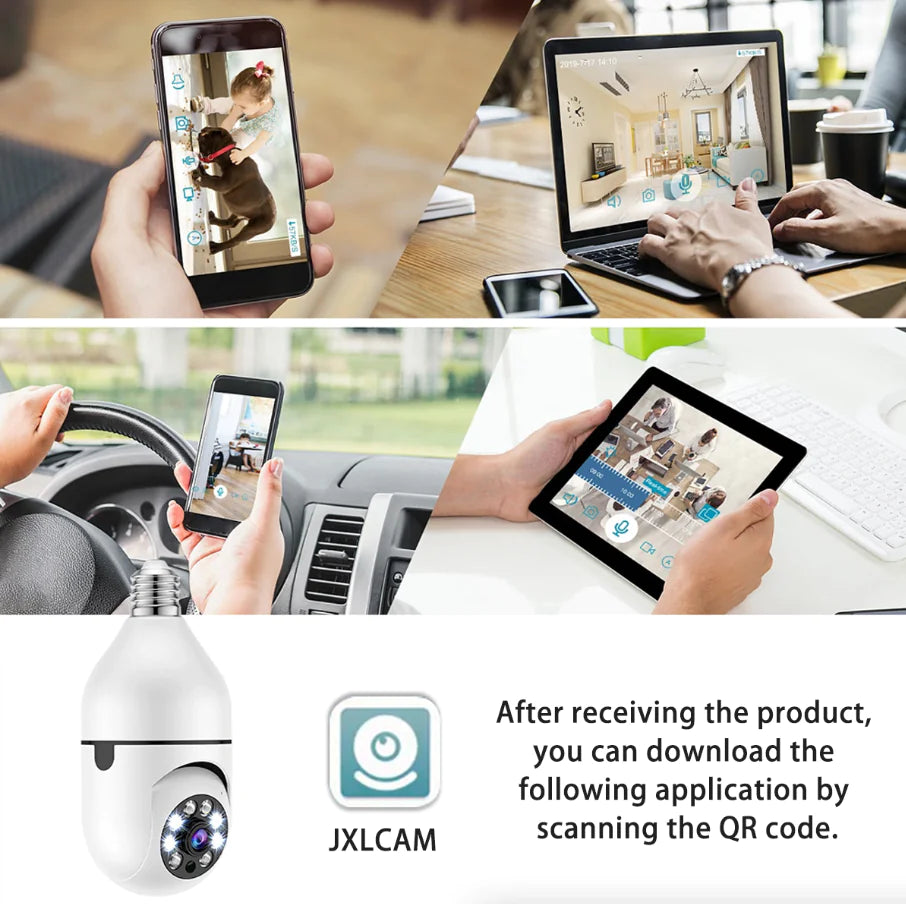 360° 1080P IP E27 Light Bulb Camera Wi-Fi IR Night Smart Home Wireless Security Rieworkes