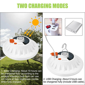 Rechargeable 60 LED Outdoor Camping Tent Light USB & Solar Lantern Hiking Lamp Rieworkes