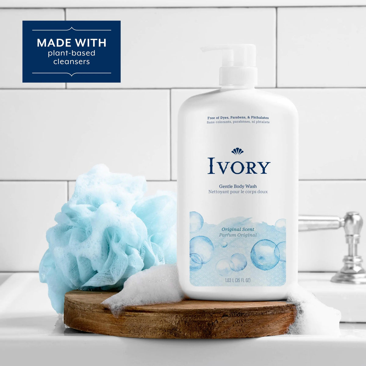 Ivory Gentle Body Wash, Designed for the Whole Family, Free of Dyes Heavy Perfumes Parabens Phthalates &amp; Silicones, Original Scent, 35 oz 35 Fl Oz (Pack of 1) Rieworkes