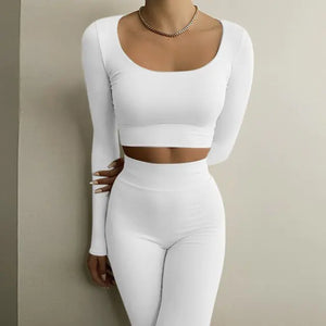 Gym Crop Tank Top Leggings Set Rieworkes