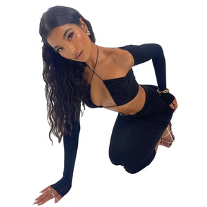 Women's Autumn Winter Set: Crop Jacket & Skirt Mimarta