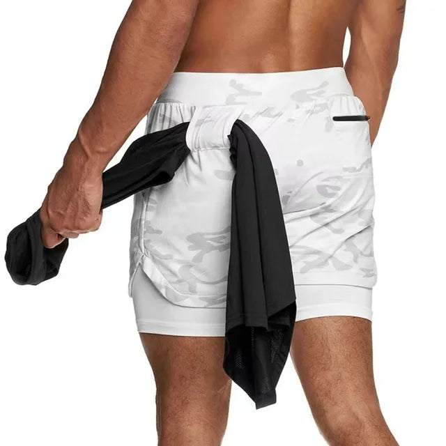 Camo Running Shorts Men Gym Sports Rieworkes
