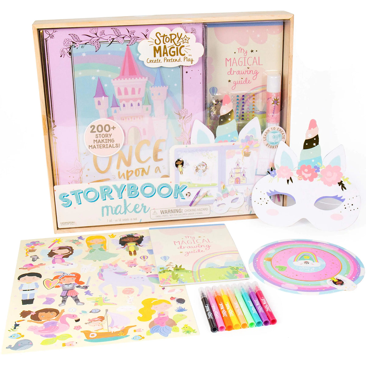 Story Magic Storybook Maker by Horizon Group USA Create Your Own Stories Hardcover Storybook Includes Stickers Markers Punch Outs Unicorn Mask 200+ Storytelling Materials Perfect for Ages 4+ Mimarta