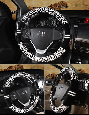 Winter Car Steering Wheel Cover - Plush Leopard Print Mimarta