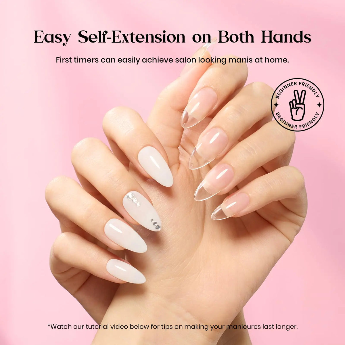 Beetles Gel Nail Kit 600Pcs Medium Almond Nail Tips with Milky White Gel Polish Top Coat, 15 Sizes Soft Clear Gel Nail Tips 5 In 1 Nail Glue Uv Nail Lamp for Nail Extension DIY Nail Salon Gift for Her B-Medium Almond 600pcs(Gel Polish &amp; Top Coat） Rieworkes