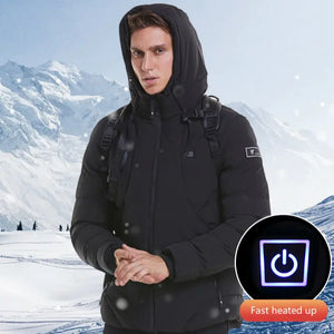 Fashion Men Women Electric Heated Jacket Heating Waistcoat USB Thermal Warm Cloth Feather Hot Sale Plus Size Winter Jacket Rieworkes