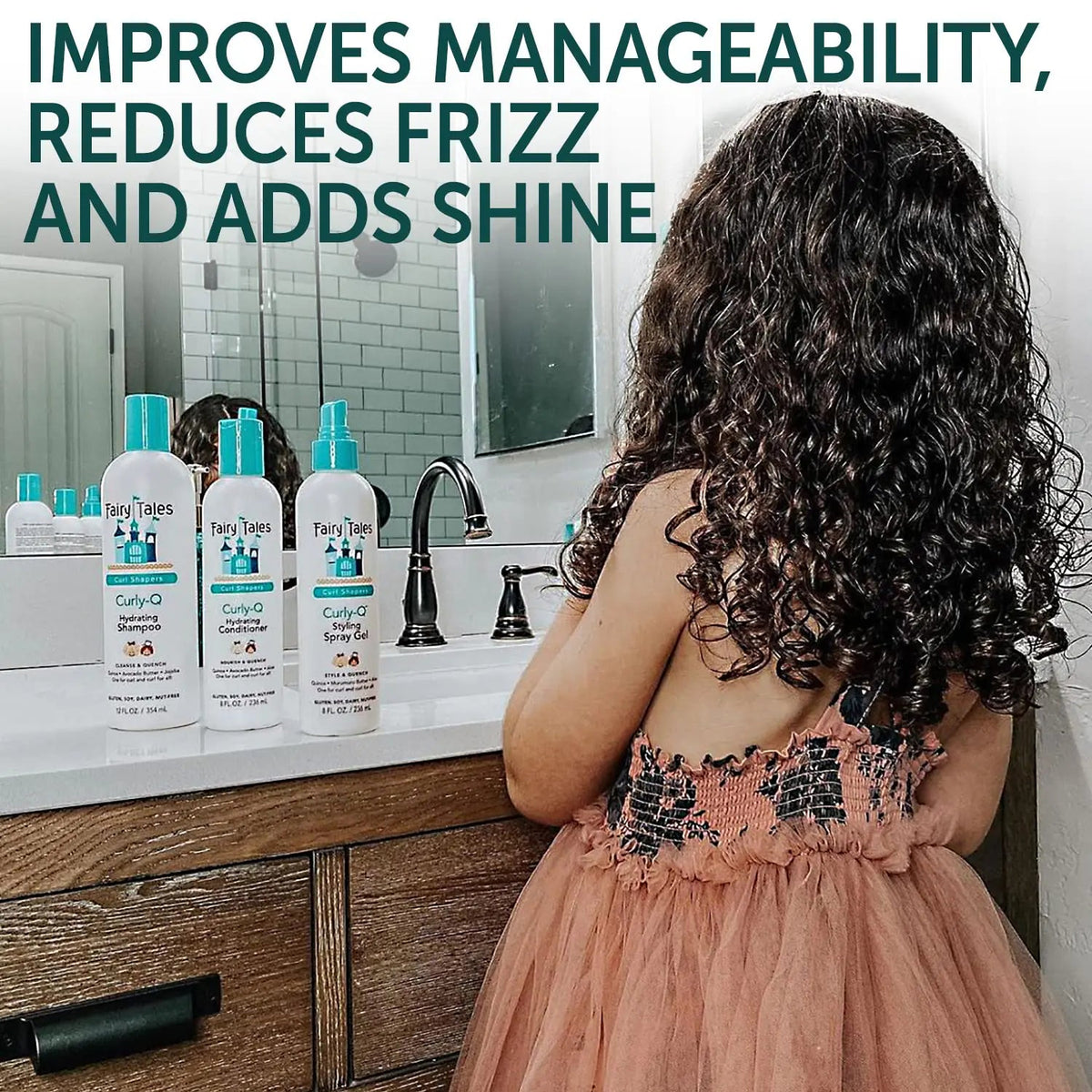 Fairy Tales Curly Q Shampoo &amp; Conditioner Kit for Curly Hair - Hydrates, Detangles, Defines Curls, Tames Frizz -free from Phthalate , Paraben &amp; Sulfate - 3 Travel Size Items 0.33 Fl Oz (Pack of 3) Shampoo + Conditioner + Spray Rieworkes