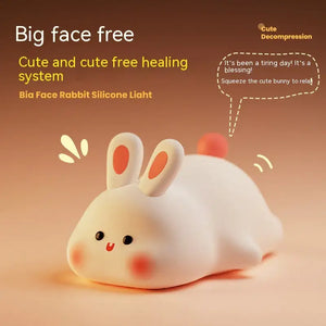 Cute LED Night Light Touch Sensor Cartoon Kid's Nightlights Big Face Rabbit Silicone Night Light Christmas Gift Bedside Lamp Home Decor Rieworkes