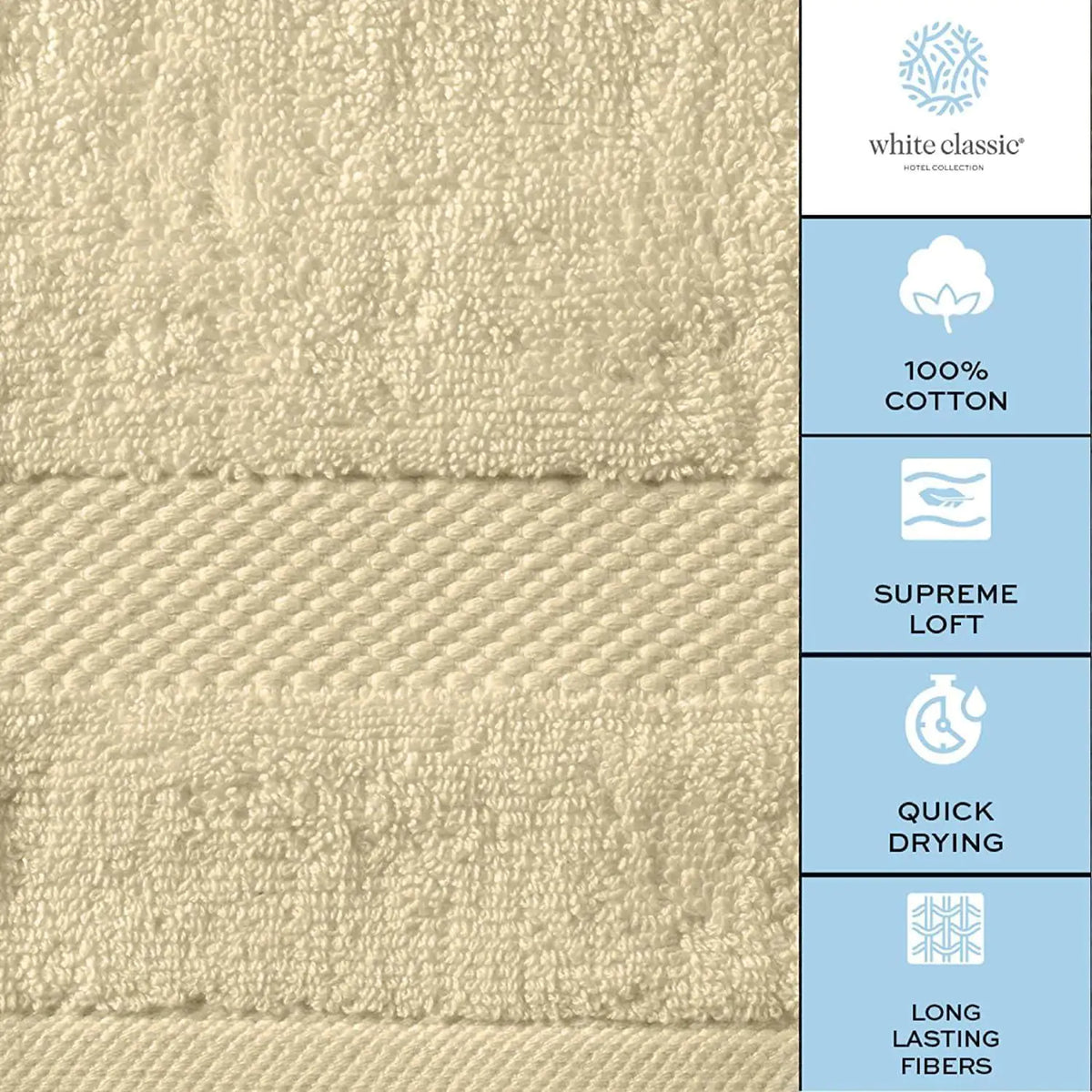 Luxury Beige Bath Towel Set 8 Pcs Combed Cotton Hotel Quality Absorbent Beige Rieworkes