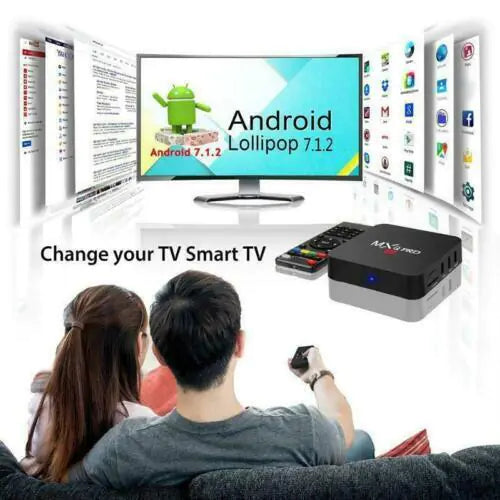 MXQ Pro 4K Ultra HD 64Bit Wifi Android 7.1 Quad Core Smart TV Box Media Player Rieworkes