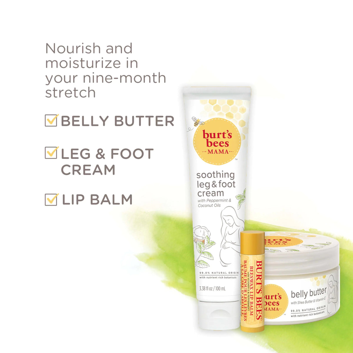 Burt's Bees Pregnancy Essentials Gifts Set, 3 Giftable Baby Shower Products &amp; Must Have Baby Registry Items, Nourishing Skincare - Mama Belly Butter, Original Lip Balm, Leg &amp; Foot Cream Mama Pregnancy Set 3 Count (Pack of 1) Rieworkes
