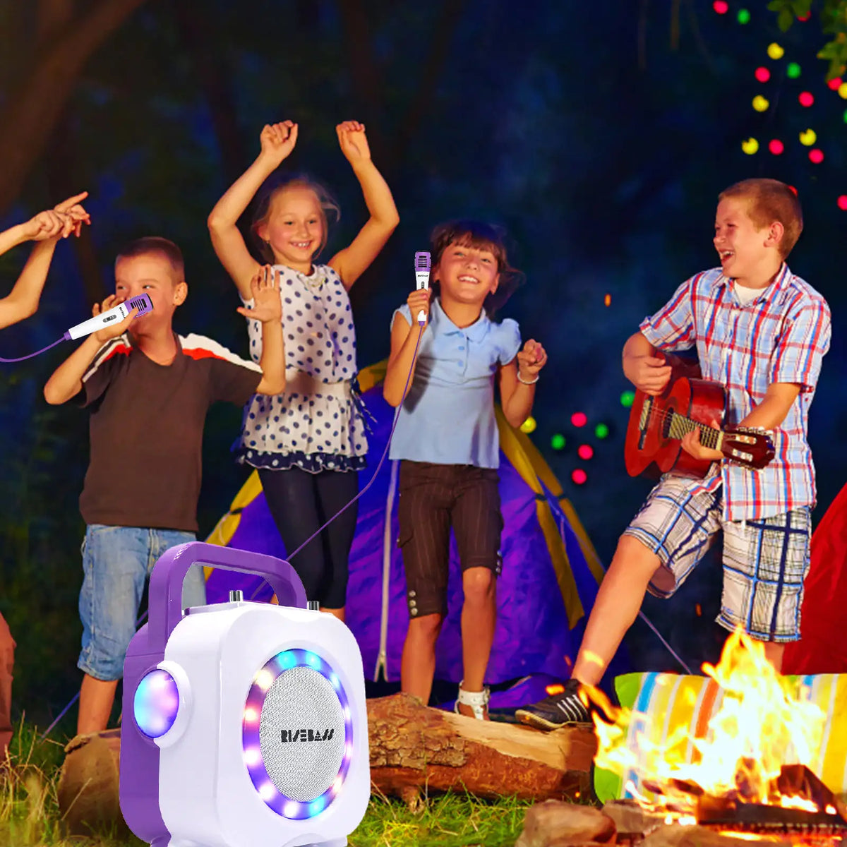 Karaoke Machine for Kids - Bluetooth Speaker with 2 Microphone - Portable Kids Karaoke Machine for Girls and Boys - Birthday Gift for Girls and Boys Ages 2 Years Old and Up. Rieworkes