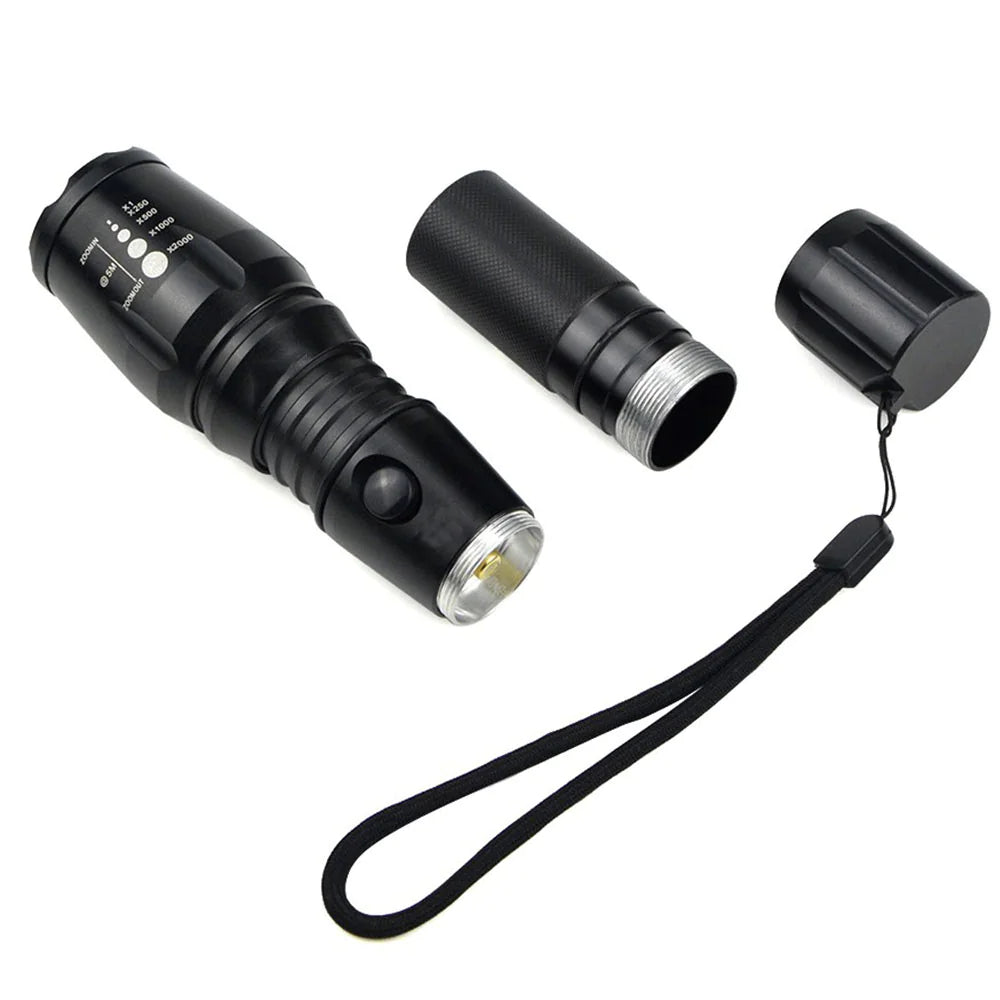 Super-Bright 90000LM LED Tactical Flashlight 5 Modes Zoomable Torch Searchlight Rieworkes